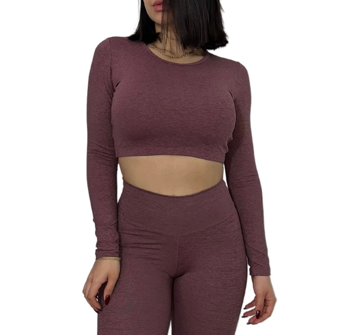 Long Sleeve Crop Top Open Back