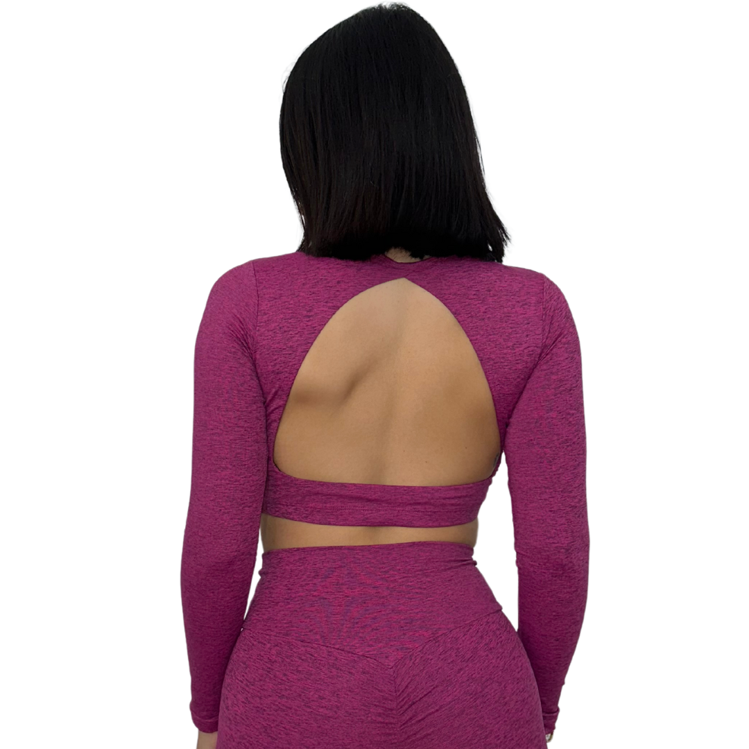 Long Sleeve Crop Top Open Back